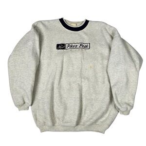 Vintage Pikes Peak Colorado Crewneck Sweatshirt XL Gray 90s Embroidered
